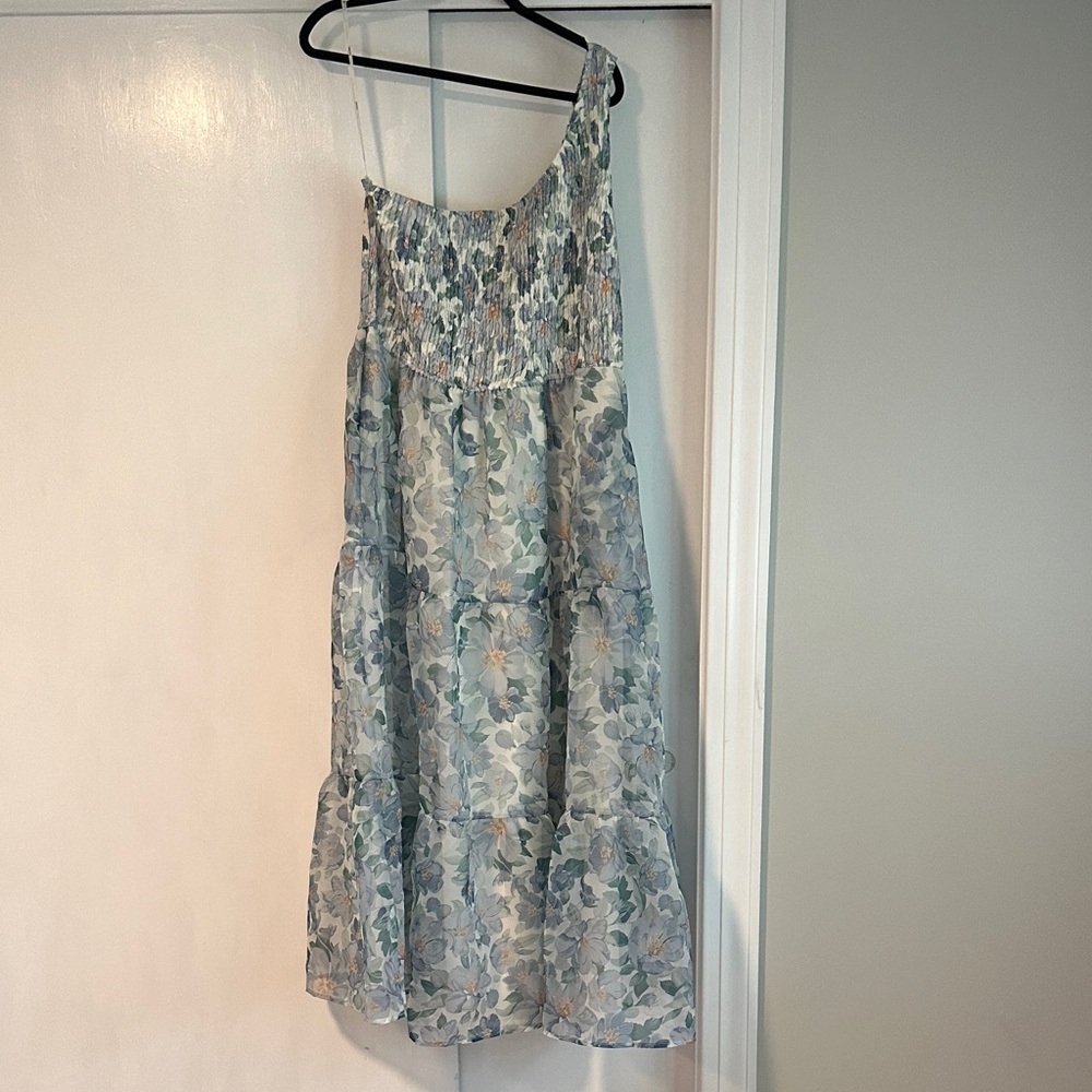ARULA Floral Maxi Dress - Blue and White